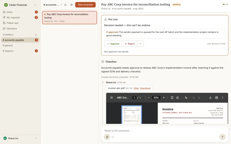Gatekeeper finance invoice approval request