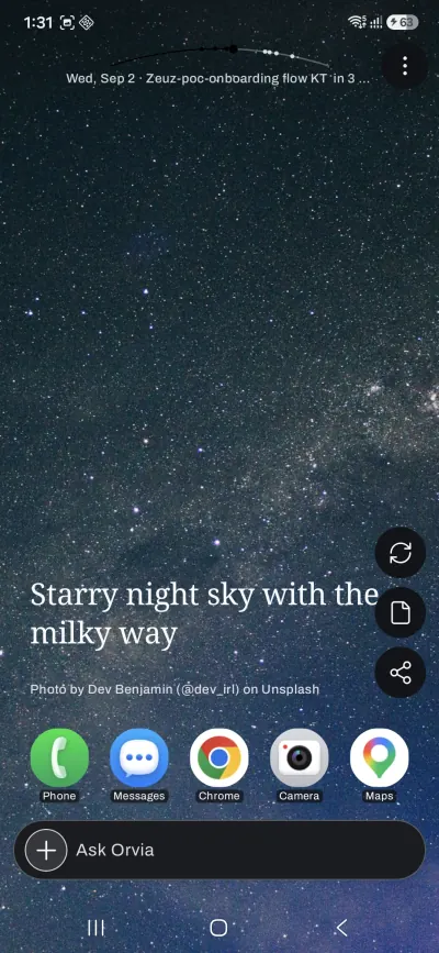 Orvia available from the phone home screen